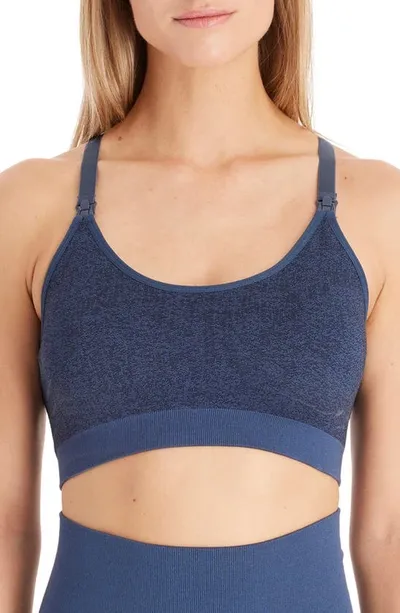 Modern Eternity Seamless Nursing Sports Bra In Navy Jacquard