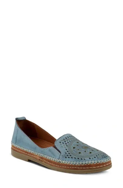 Spring Step Ingrid Flat In Sky Blue Leather