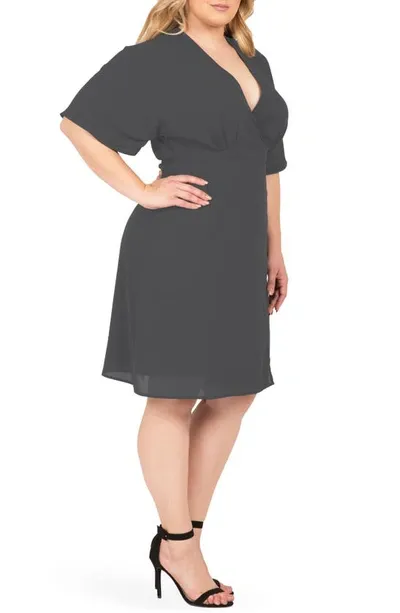 Standards & Practices Candice Georgette Wrap Dress In Dark Grey