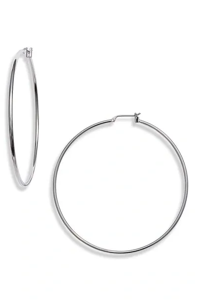 Halogenr Classic Metal Hoop Earrings In Rhodium