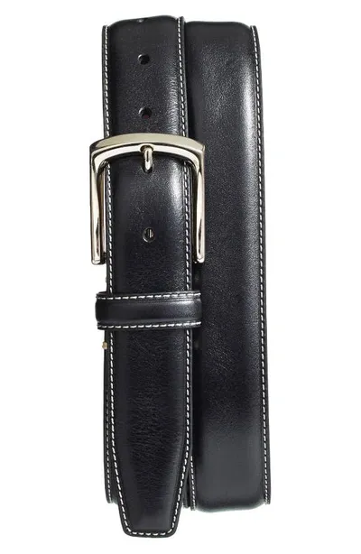 Torino Burnished Leather Belt In Black