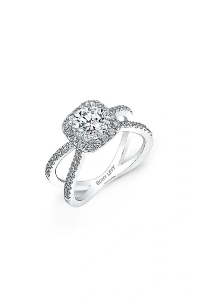 Bony Levy Pavé Diamond Split Shank Round Engagement Ring Setting In White Gold