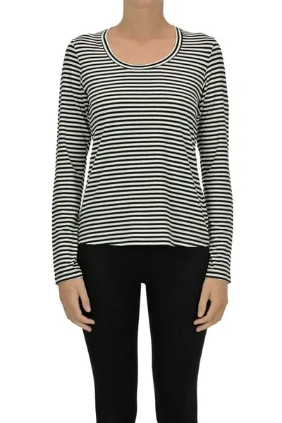 Persona By Marina Rinaldi Striped T-shirt In Black