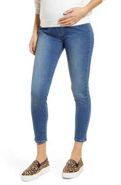 Angel Maternity High Waist Crop Maternity Jeans In Denim Blue