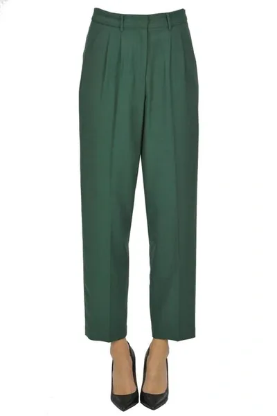 Pomandère Viscose And Wool Trousers In Green