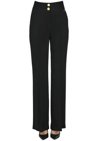 Nenette Wide Leg Crepè Trousers In Black