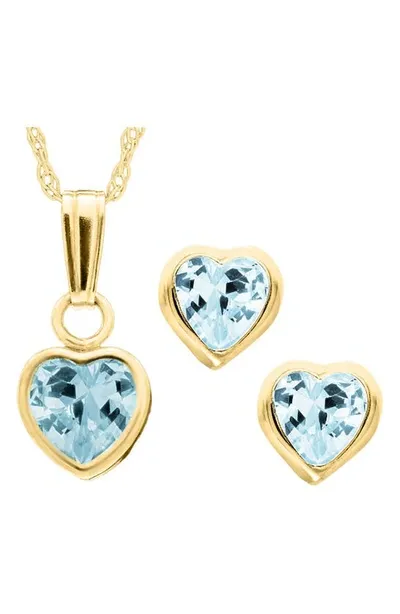 Mignonette Babies'  14k Gold Birthstone Necklace & Stud Earrings In December