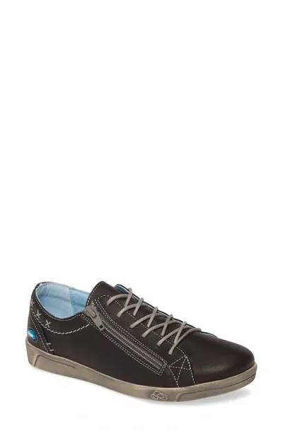 Cloud Aika Sneaker In Black Brushed Sole Leather