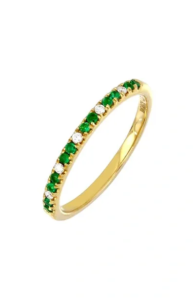 Bony Levy El Mar Emerald & Diamond Stacking Ring In Yellow Gold