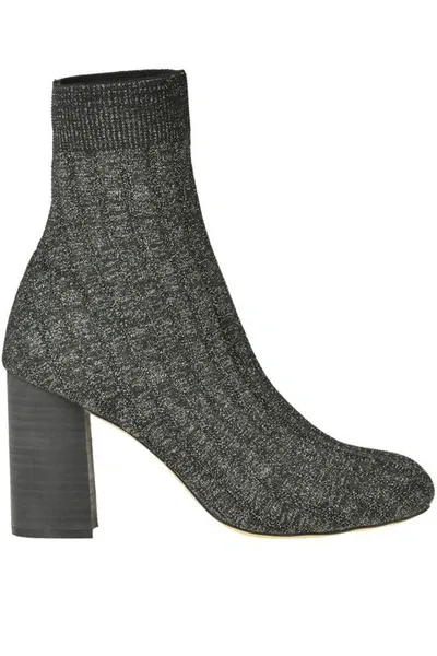 Maliparmi Metallic Effect Knit Ankle-boots In Silver