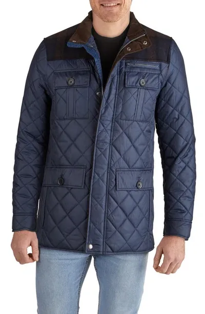 Cole Haan Signature Mixed Media Quilted Jacket In Navy