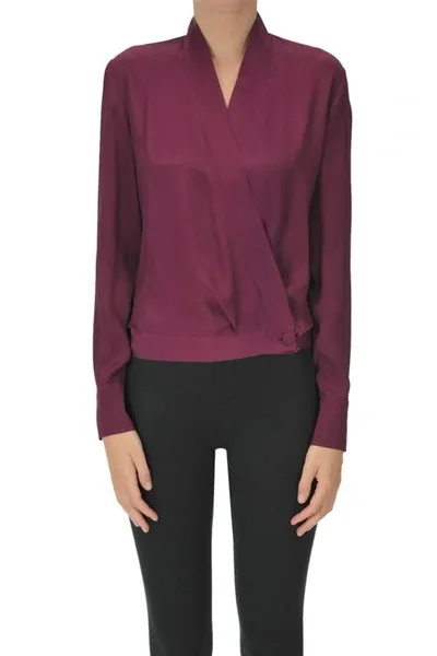 Space Simona Corsellini Wraparound Crepè Blouse In Purple