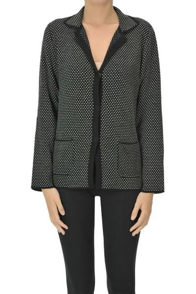 Persona By Marina Rinaldi Knitted Cardigan Jacket In Black