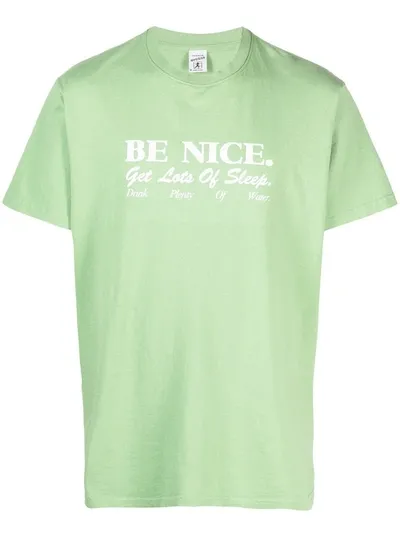 Sporty And Rich Be Nice Slogan-print T-shirt In Green