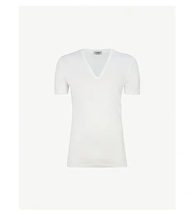 Zimmerli V-neck Cotton T-shirt In White