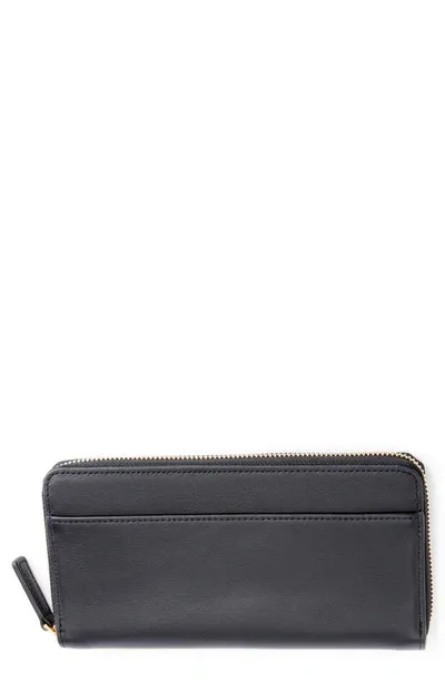 Royce Continental Rfid Leather Zip Wallet In Black