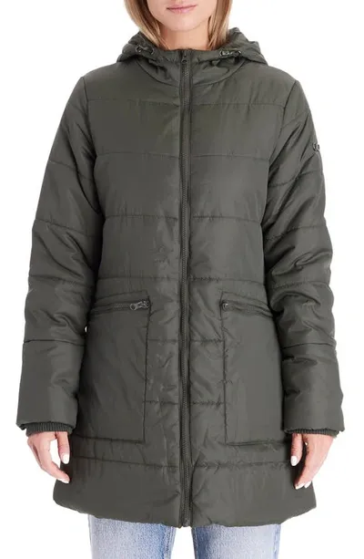 Modern Eternity 3-in-1 Hybrid Quilted Waterproof Maternity Puffer Coat In Khaki Green