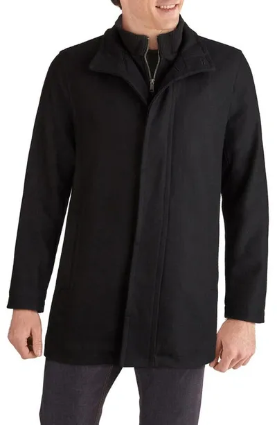 Cole Haan Signature Melton Wool Blend Topcoat In Black