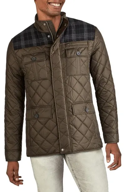 Cole Haan Signature Mixed Media Quilted Jacket In Olive