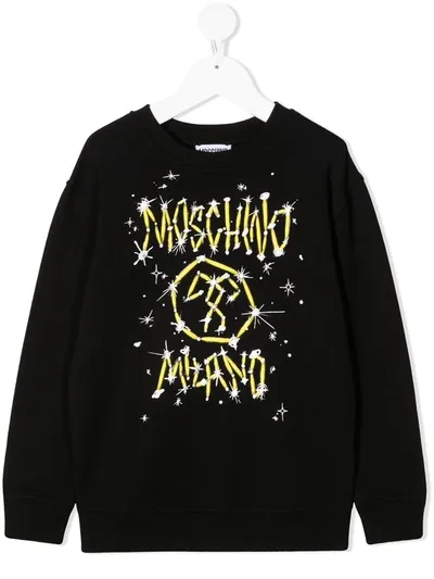 Moschino Kids' Constellation Logo-print Sweatshirt In Black