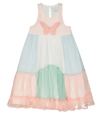 Stella Mccartney Kids' Muliticolor Dress For Girl With Butterflay In White