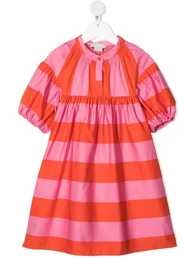 Stella Mccartney Babies' Teen Striped Short-sleeved Dress In Red