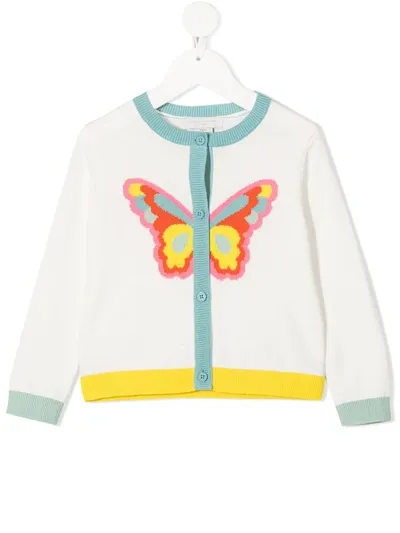 Stella Mccartney Teen Butterfly-intarsia Organic-cotton Cardigan In White