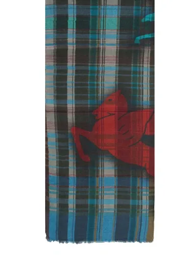 Etro Logo Printed Check Scarf In Multi