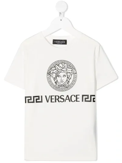 Young Versace Teen Medusa Print T-shirt In 2w020 White