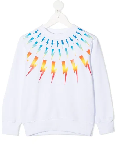 Neil Barrett Teen Lightning Bolt-print Sweatshirt In White