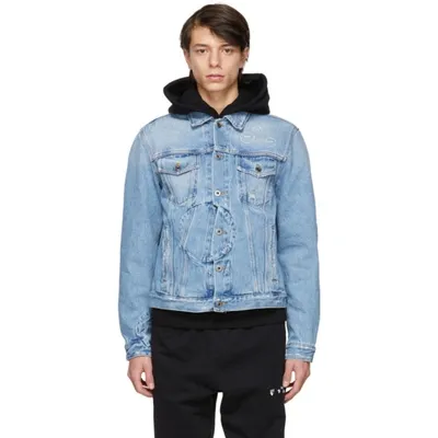 Off-white Men's Arrow Twist Denim Jacket In Light Blue