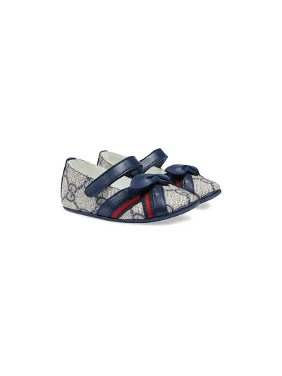 Gucci Kids' Toddler Gg Supreme Ballet Flat In Blue