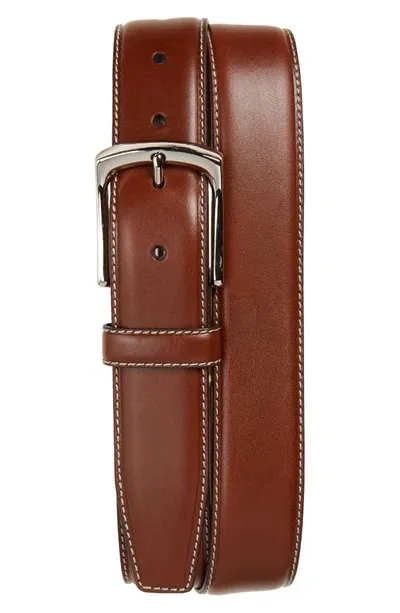 Torino Burnished Leather Belt In Saddle Tan