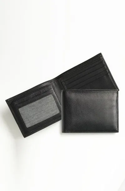 Bosca Id Flap Leather Wallet In Black