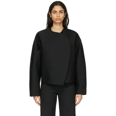 Totême Balloon-sleeve Collarless Bomber Jacket In Black