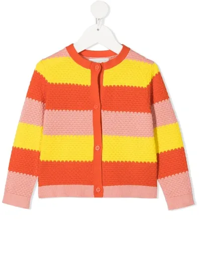 Stella Mccartney Teen Striped Round-neck Cardigan In Pink