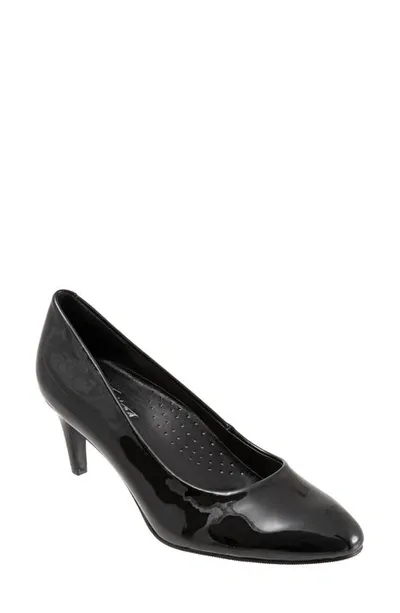 Trotters Babette Pump In Black Faux Patent Leather