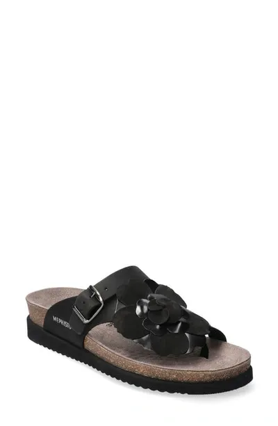 Mephisto Helen Flower Sandal In Black Sandal Leather