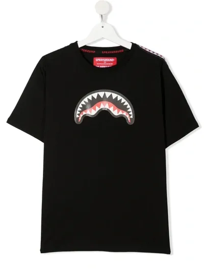 Sprayground Kid Teen Logo Print T-shirt In Black