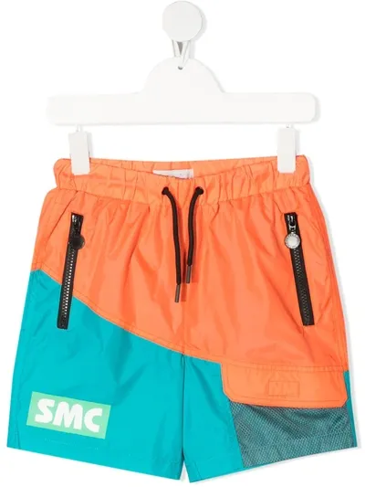 Stella Mccartney Kids' Little Boy's & Boy's Colorblock Swim Trunks In Orange