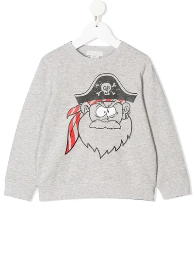 Stella Mccartney Kids' Pirate Print Organic Cotton Sweatshirt In Grey