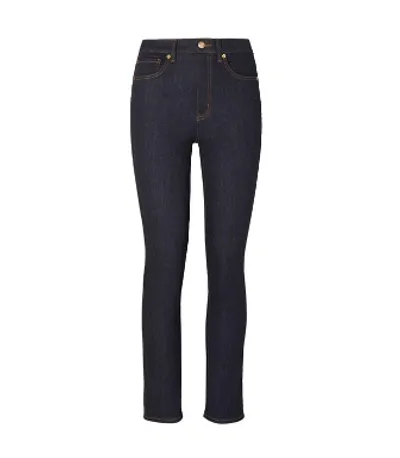 Tory Burch High-rise Skinny Jeans In Dark Denim