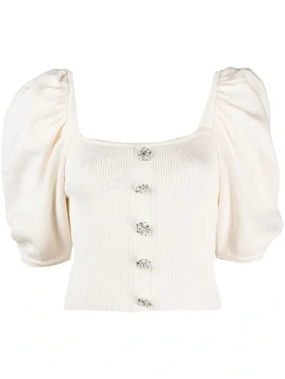 Giuseppe Di Morabito Square-neck Crystal-embellished Button Top In Neutrals