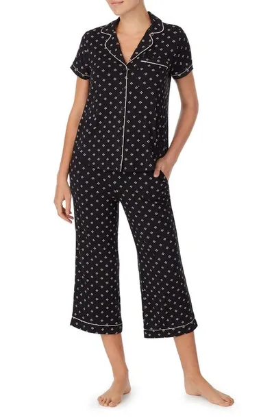 Kate Spade Women's 2-piece Floral-print Cropped Pajama Set In Black Heart Clove