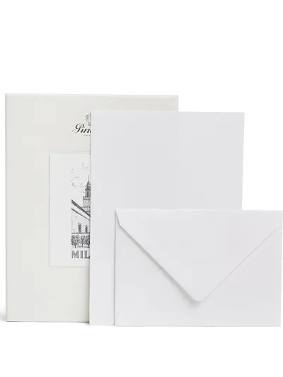 Pineider Vaticano Stationery Set In White