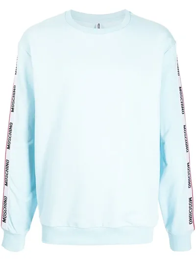 Moschino Logo-tape Crew Neck Sweatshirt In Blue