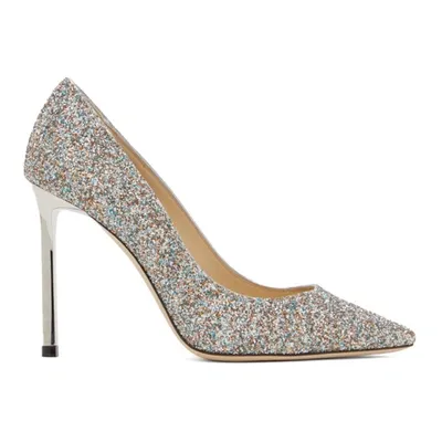 Jimmy Choo 85 Mm Glitter-effect Ballerina Pumps In Silver/multi