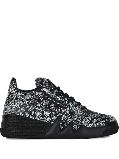 Giuseppe Zanotti Women's Women's Paisley-print Wedge Sneakers In Nero