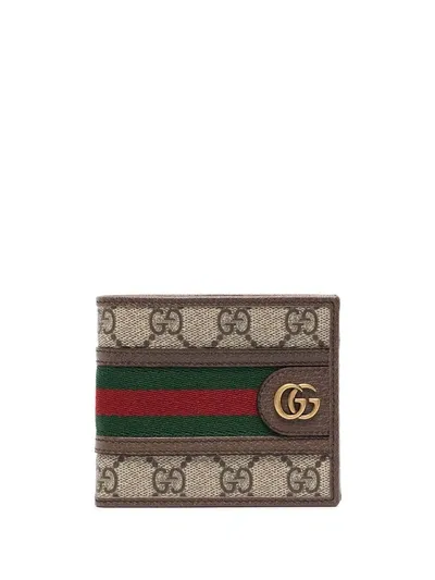 Gucci Gg Supreme Web Detail Wallet In Brown