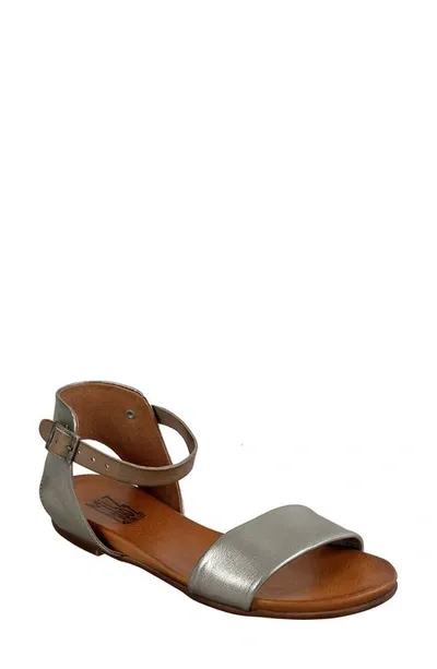 Miz Mooz Alanis Flat Sandal In Pewter Leather